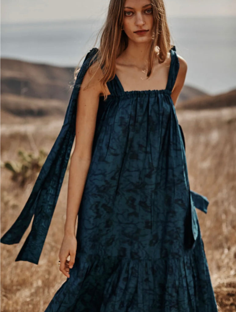 BLUE HANDSPUN IKAT ANALISE DRESS