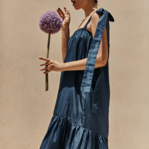 NAVY SILK ANALISE DRESS