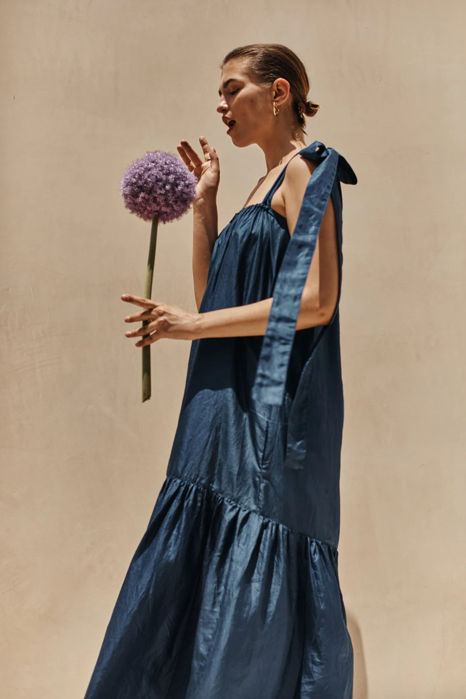 NAVY SILK ANALISE DRESS