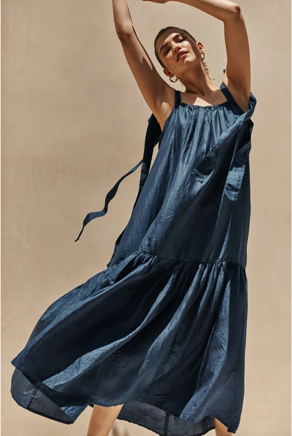 NAVY SILK ANALISE DRESS - Image 2