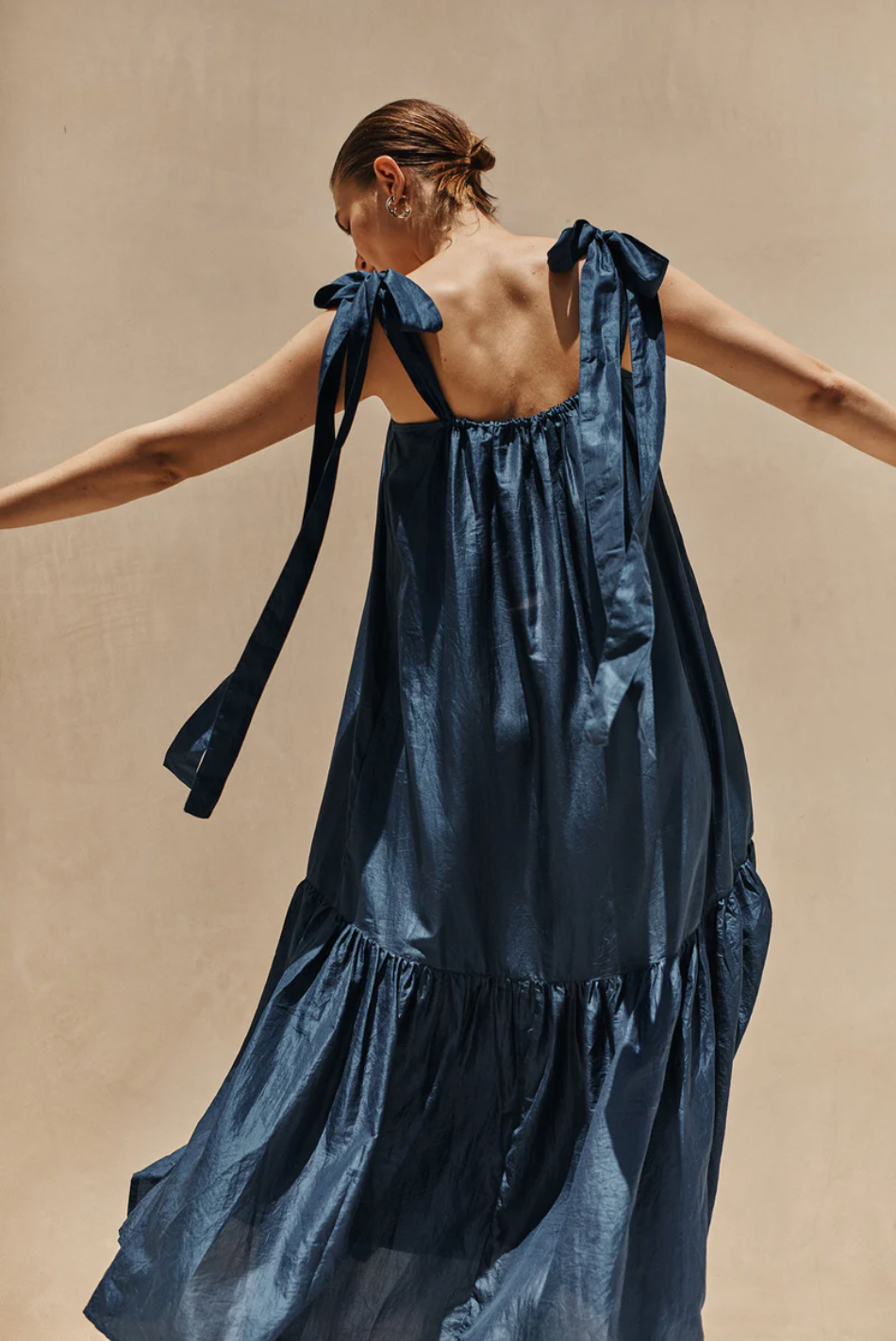NAVY SILK ANALISE DRESS - Image 3