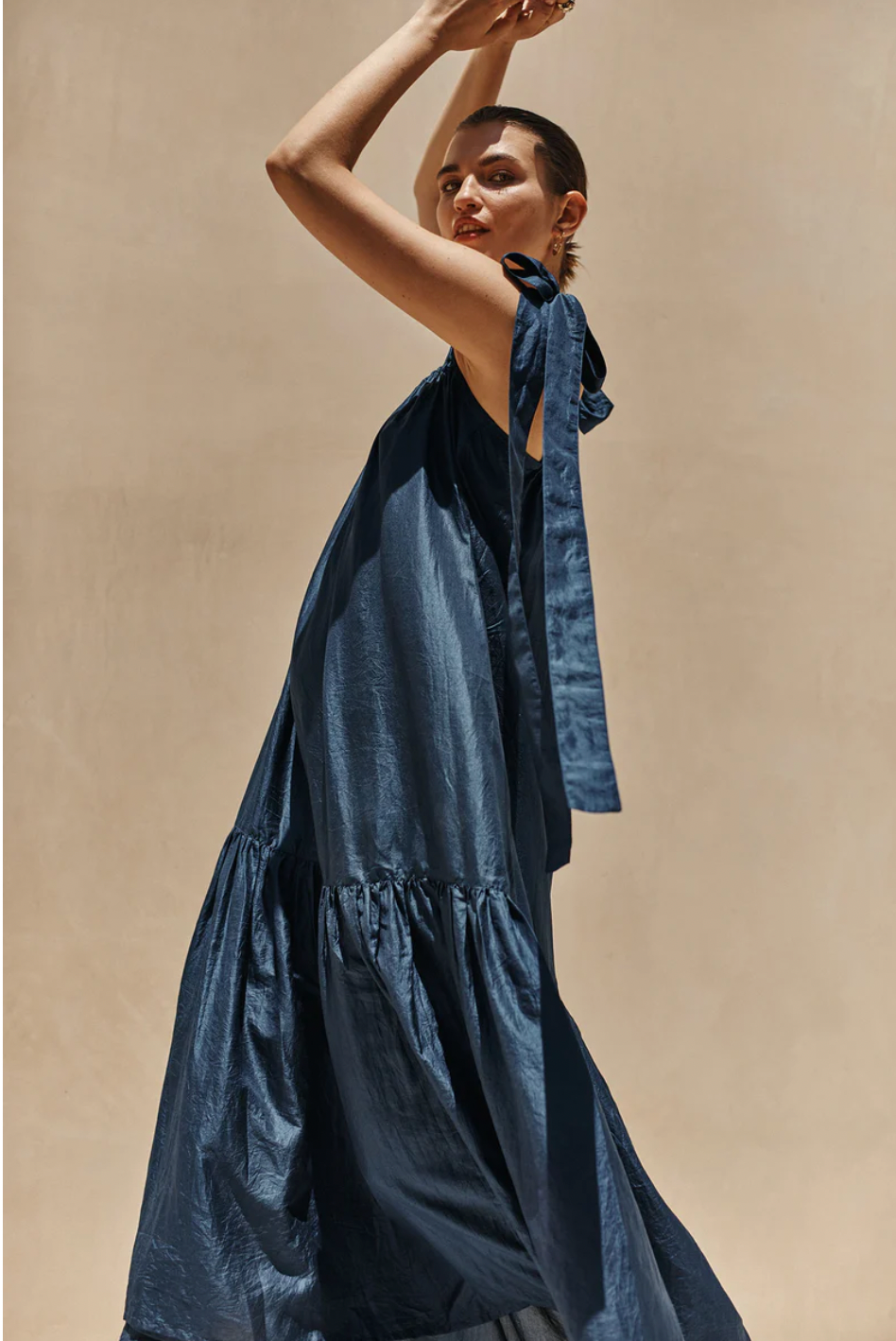 NAVY SILK ANALISE DRESS - Image 4