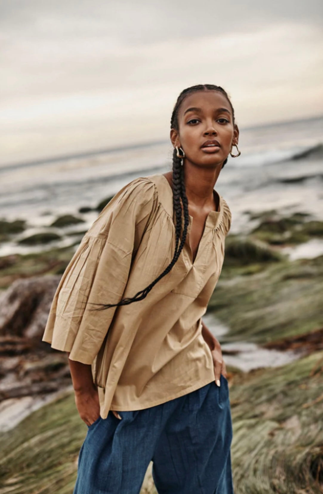 AVIVA TOP (BEIGE LAWN COTTON)